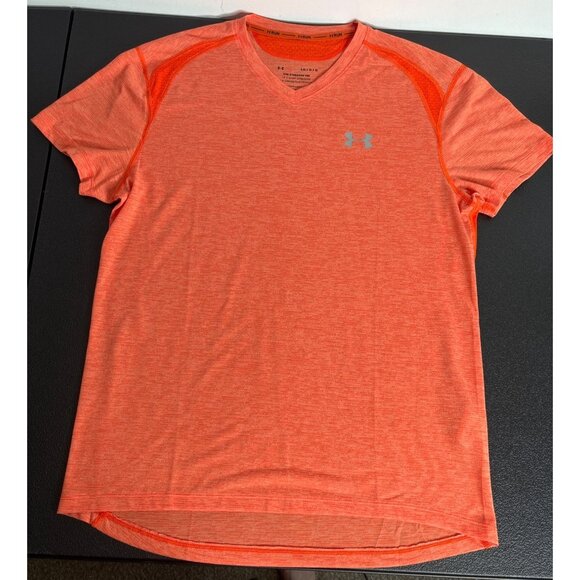 Under Armour Men's Orange Heather Streaker Tee Shirt Fitted Size L - Picture 4 of 5